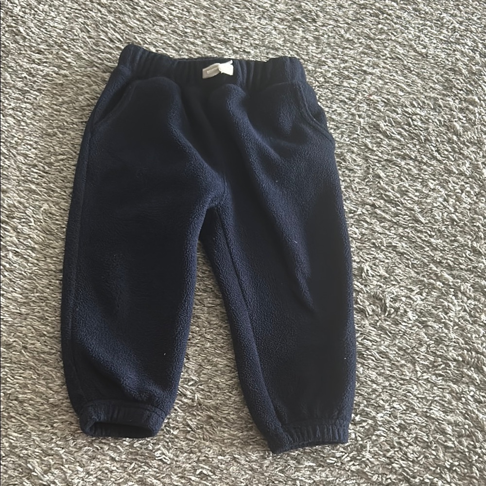 18-24 months navy blue fleece sweatpants with functional drawstring and pockets